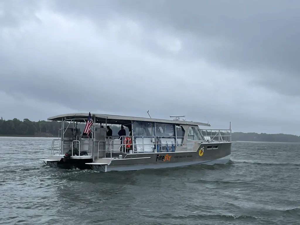 Firefly ferry on the water