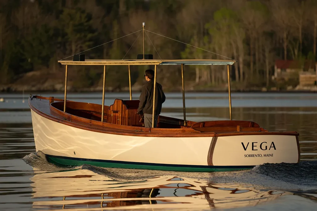 Electric boat VEGA on the water